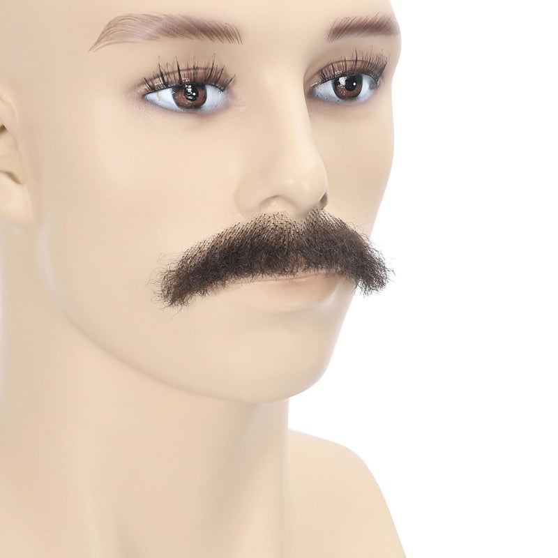 Adytom Fake Beard Synthetic Fiber Hair Lace Hands Tied Realistic Mustache For Adult Costume Theatrical Grade 1 Piece False Beards (Brown) - Image 3